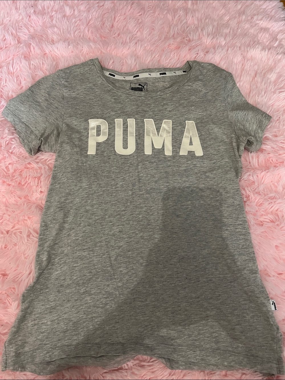 Puma Gray Short Sleeve Tee with White Logo